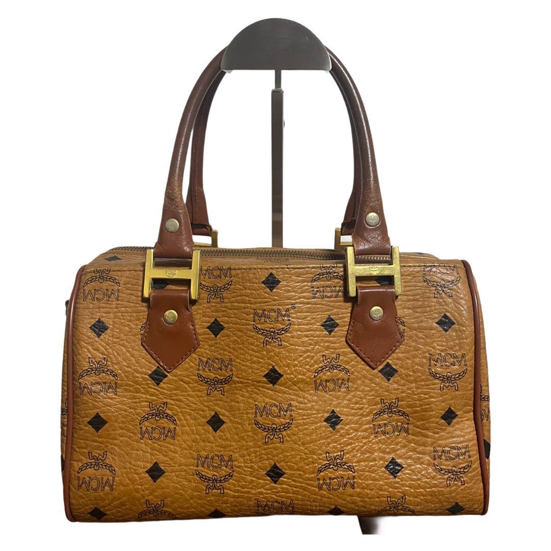 MCM ハンドバッグ ミニボストン ヴィセトス レザー ブラウン