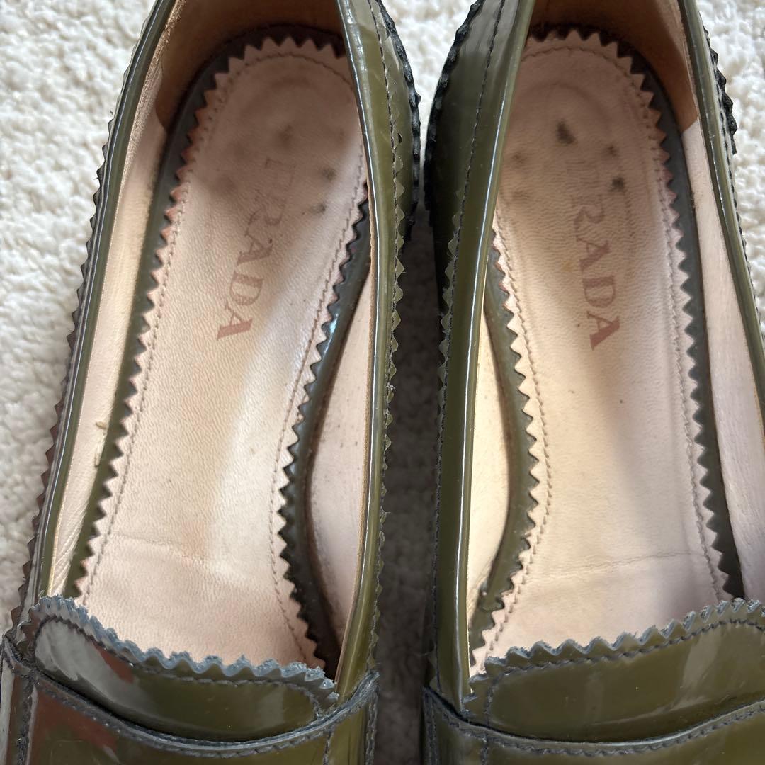 PRADA オリーブグリーン ローファー　361/2