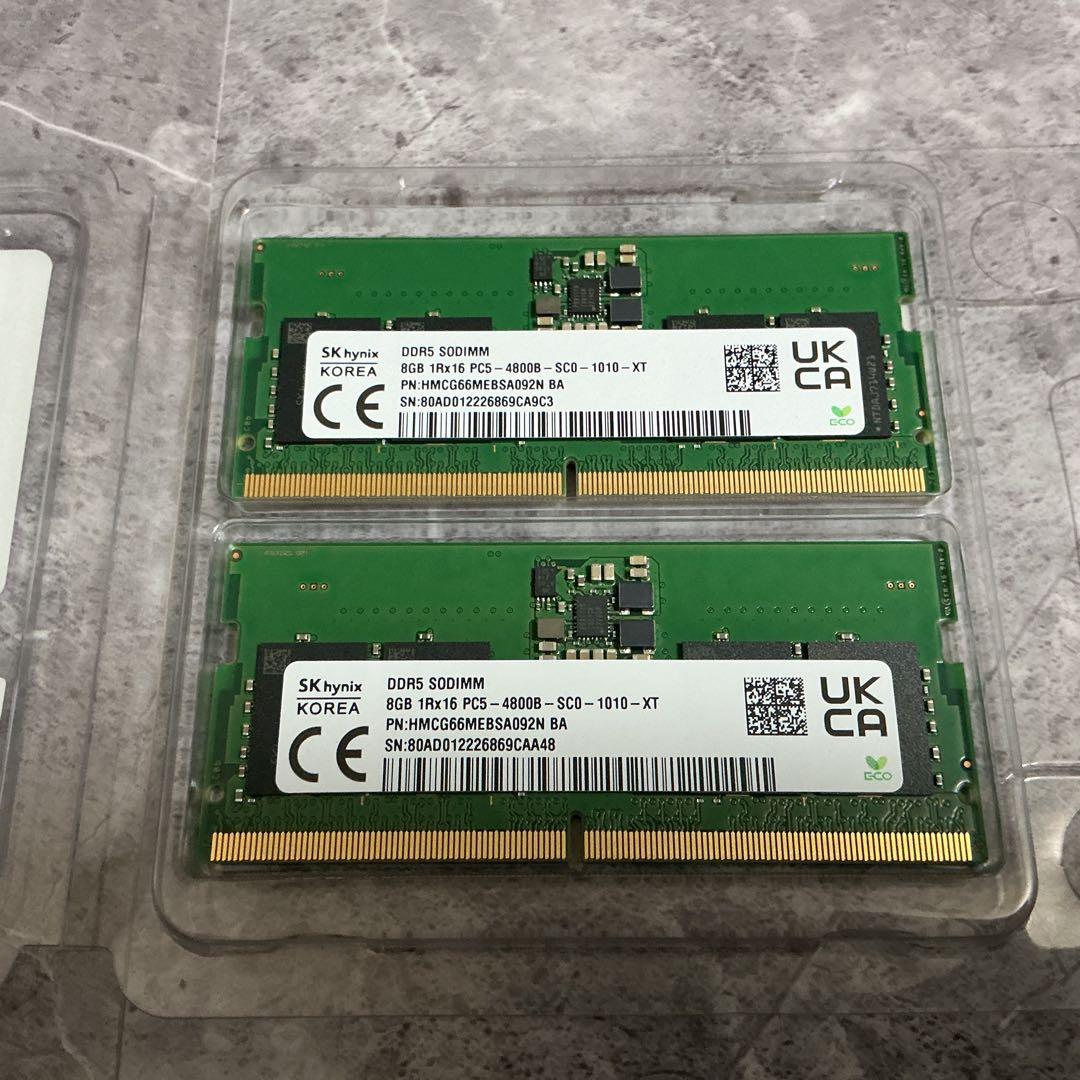 ほぼ未使用 SK hynix DDR5 4800 SODIMM 16GB メモリ