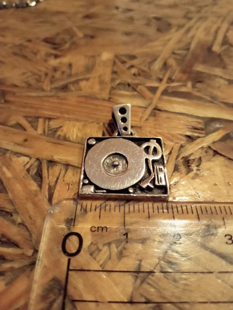 シルバー925無垢,ターンテーブル,ペンダント,トップ,レコードDJ,ネックレス