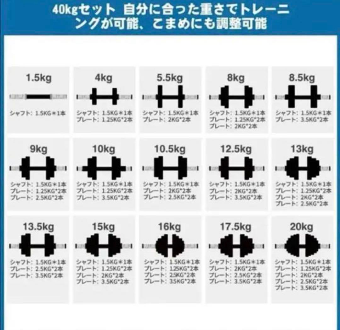 ダンベル 可変式 40kg 送料込み