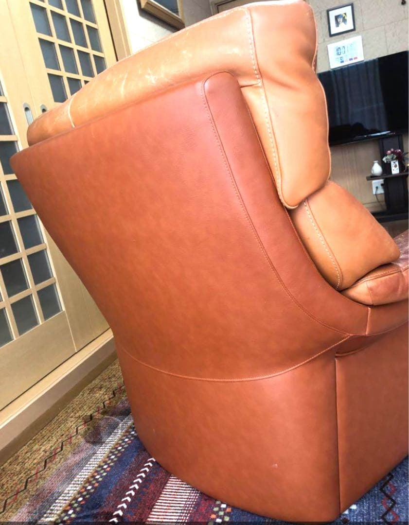 【M】ブラウンレザー リクライニングアームチェア