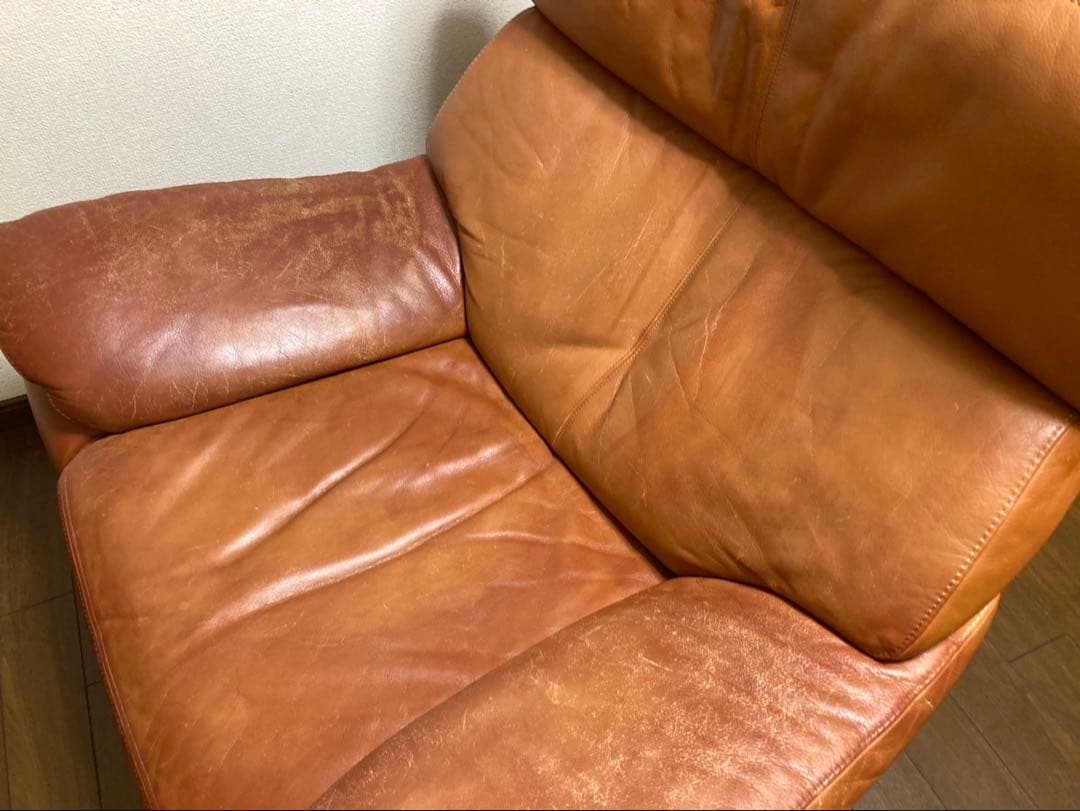 【M】ブラウンレザー リクライニングアームチェア