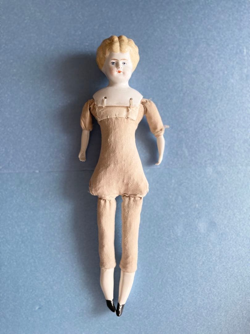 ドレス付き チャイナヘッドドール ブロンド 約30cm アンティークビスクドール