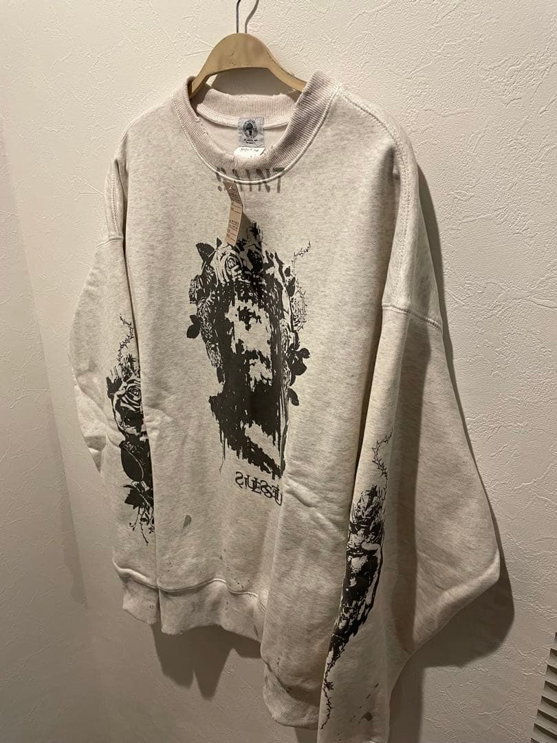 SAINT M×××× オーバーサイズトレーナー サイズXL ダメージグレー