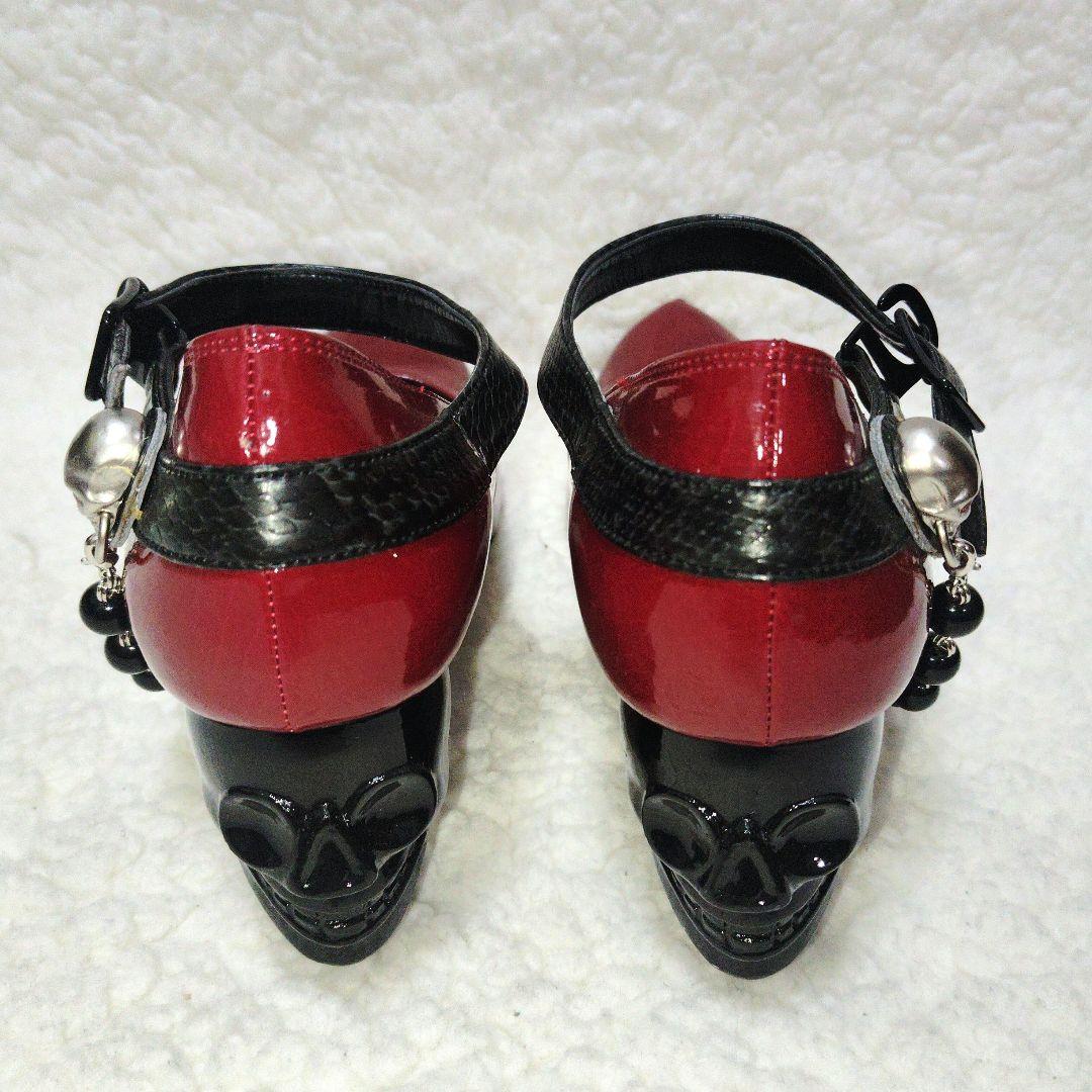 ちゃけちょけ　黒執事　コラボパンプス　スカル　グレル・サトクリフ　赤　22.5