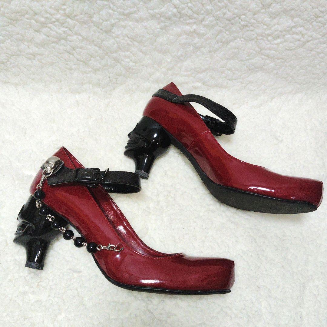 ちゃけちょけ　黒執事　コラボパンプス　スカル　グレル・サトクリフ　赤　22.5