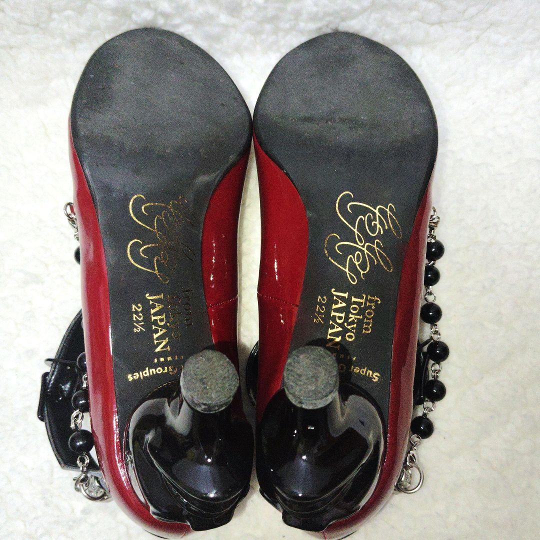 ちゃけちょけ　黒執事　コラボパンプス　スカル　グレル・サトクリフ　赤　22.5