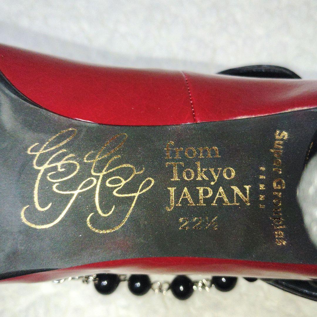 ちゃけちょけ　黒執事　コラボパンプス　スカル　グレル・サトクリフ　赤　22.5