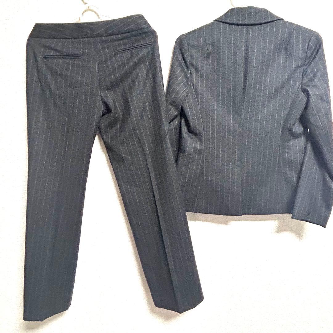 theory カシミヤ　ダークグレー ストライプ パンツスーツ サイズ0