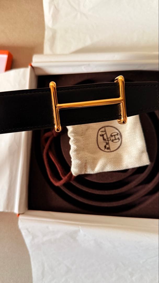 Hermesエルメス リバーシブルベルト ブラウン ブラック ゴールド