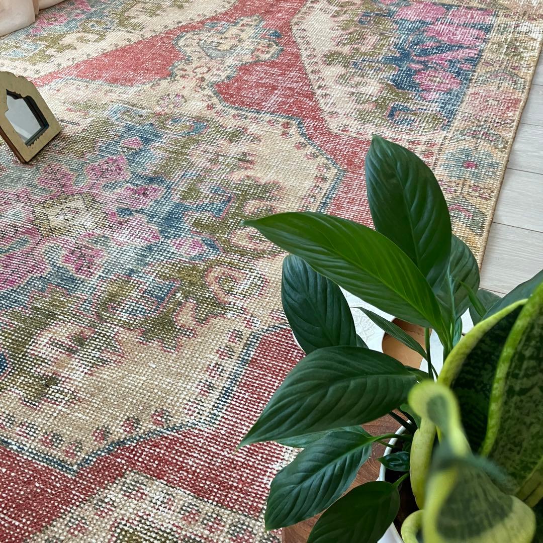 貴重✳︎アヴァノス　落ち着きシャビーレッド　キャラメル　トルコヴィンテージラグ