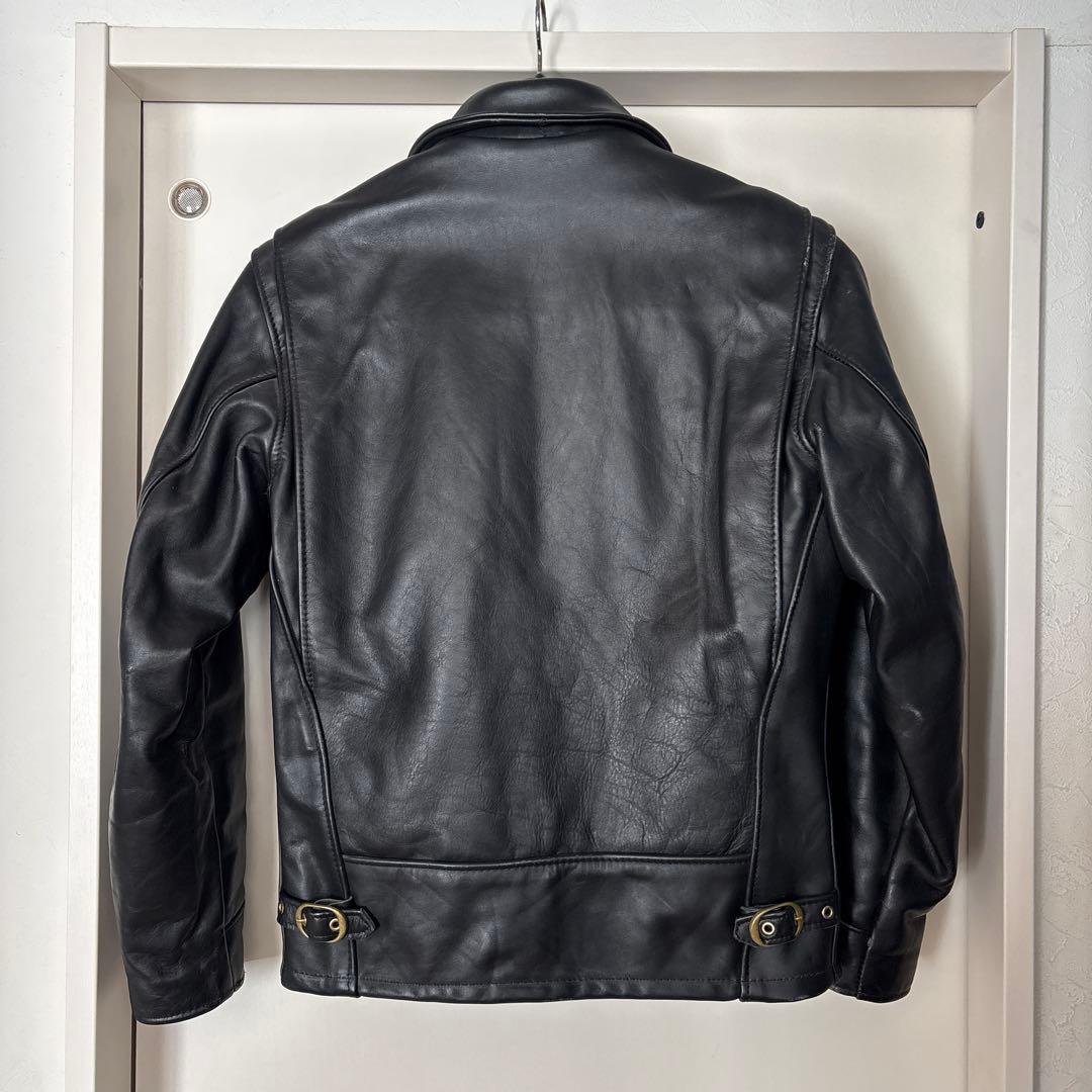 Schott NYC ブラックレザーシングルライダースジャケット