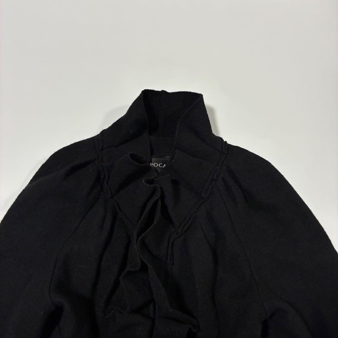 【美品】EPOCA エポカ ウールコート フリルデザイン 黒 40 日本製