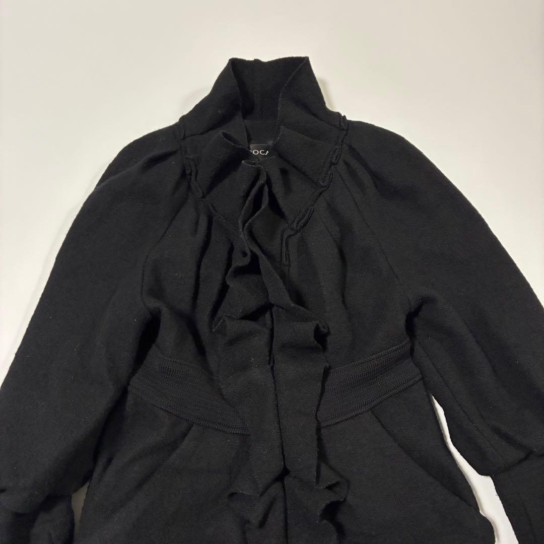 【美品】EPOCA エポカ ウールコート フリルデザイン 黒 40 日本製