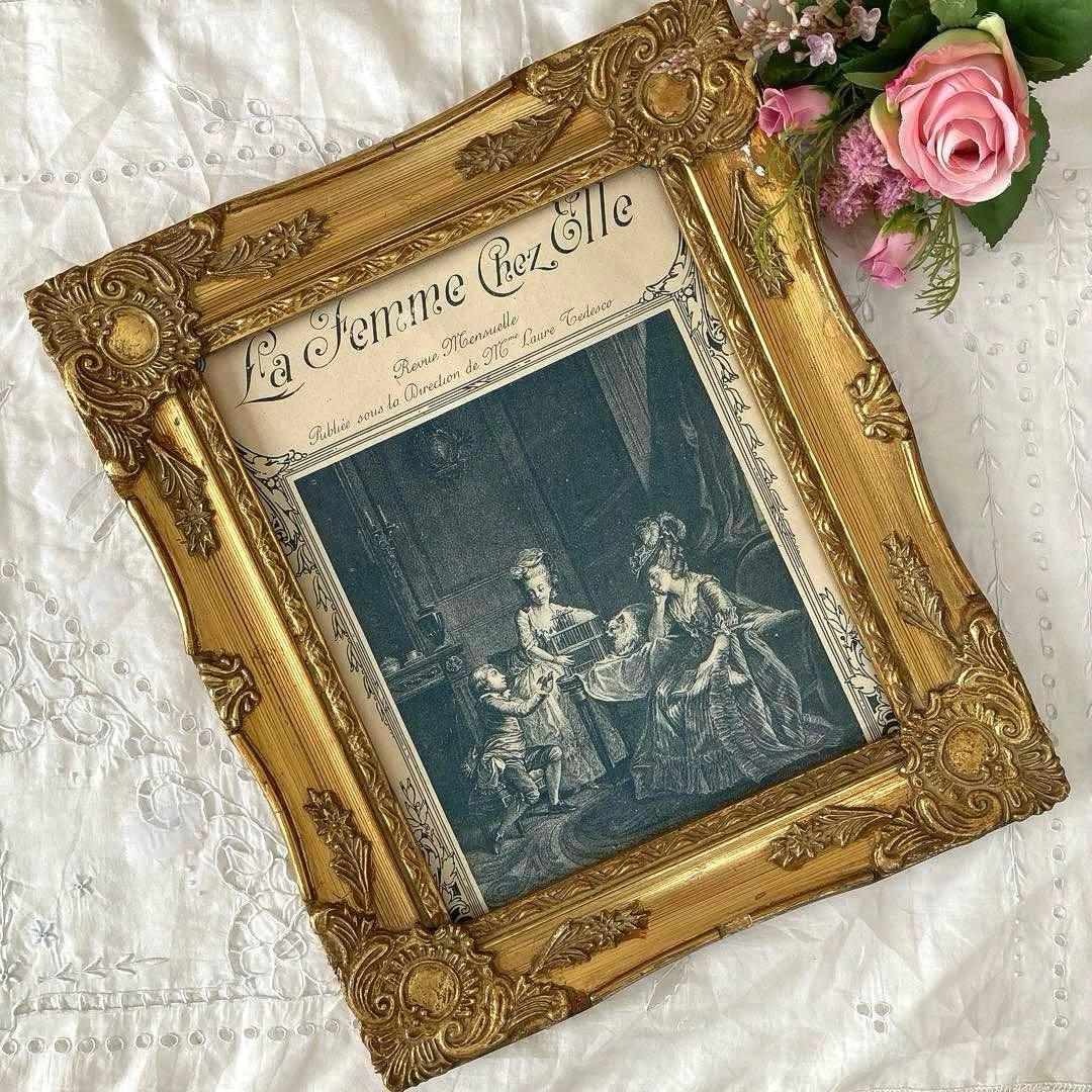 ♪フランスアンティーク 装飾模様が素敵なフレーム 額