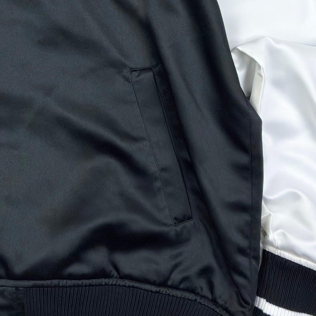 極美品　Disney　ディズニー　ティガー　総刺繍　サテン　スカジャン　L　黒白