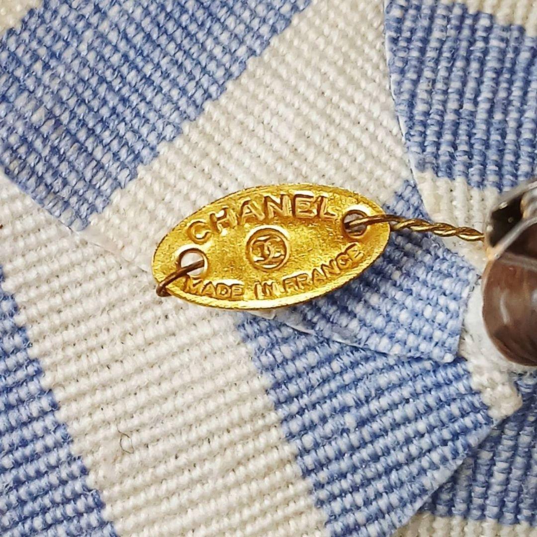 CHANEL シャネル ブローチ コサージュ デニム カメリア ボーダー