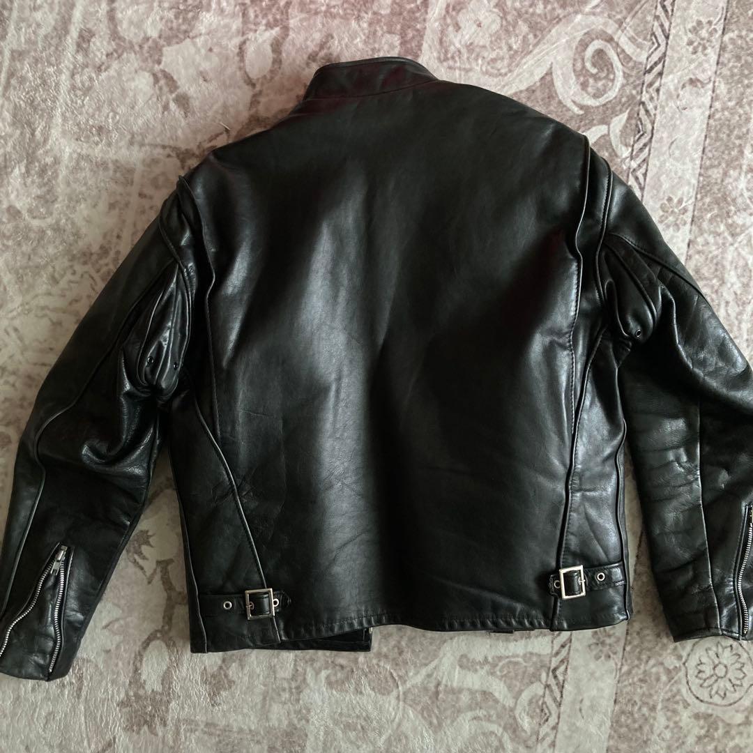 Schott ブラック レザー シングルライダースジャケット 42