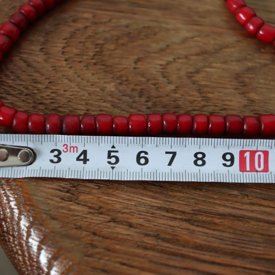 希少!! ホワイトハーツ オールドビーズ 7ミリくらい 一連 濃赤 血赤