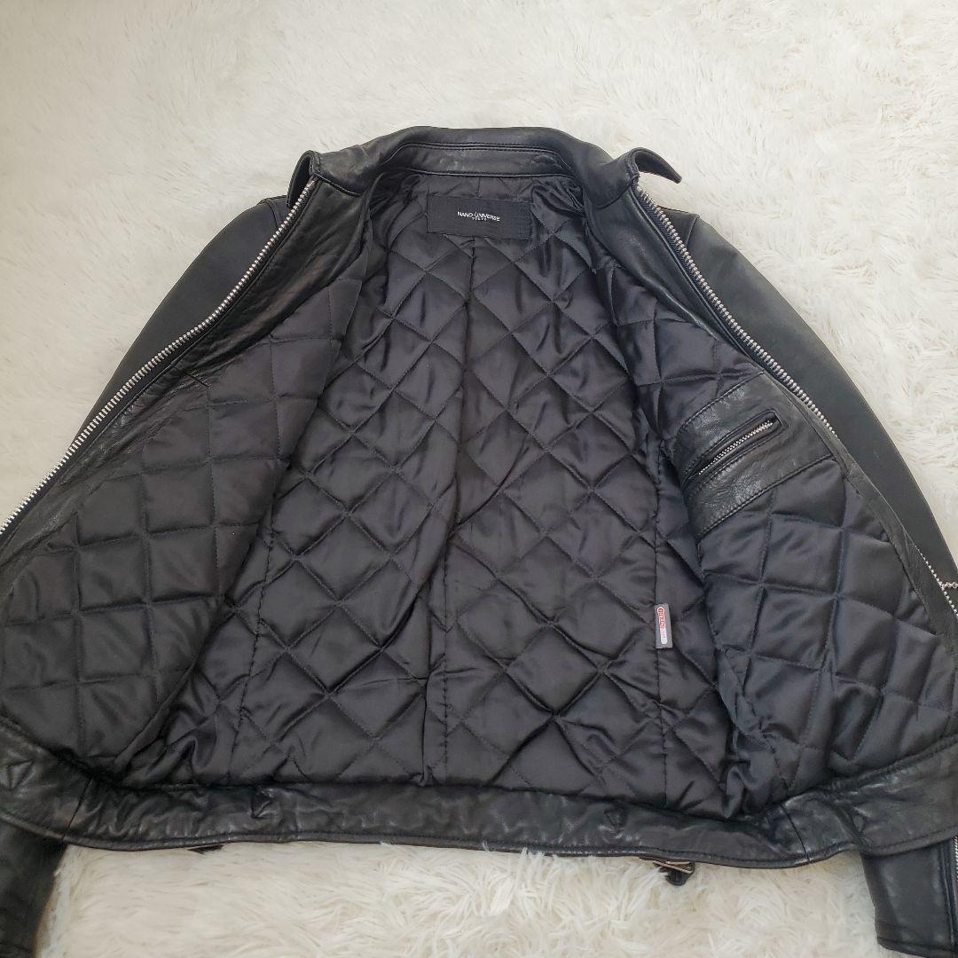 ⭐極美品⭐nano・universe ラムレザー シングルライダース 中綿 黒