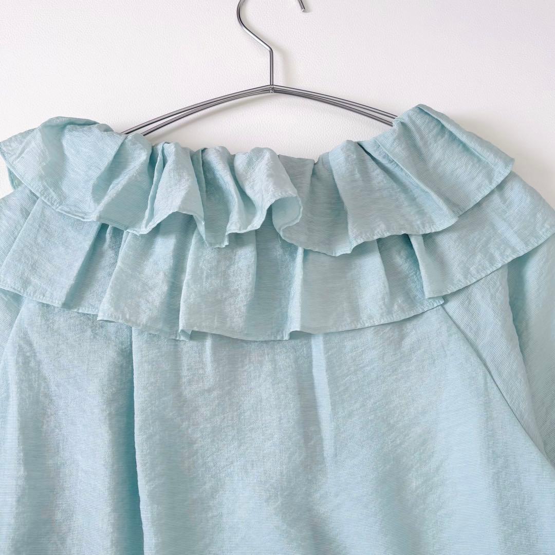 新品　La boutique BonBonギャザーフリルリボンブラウス　グリーン