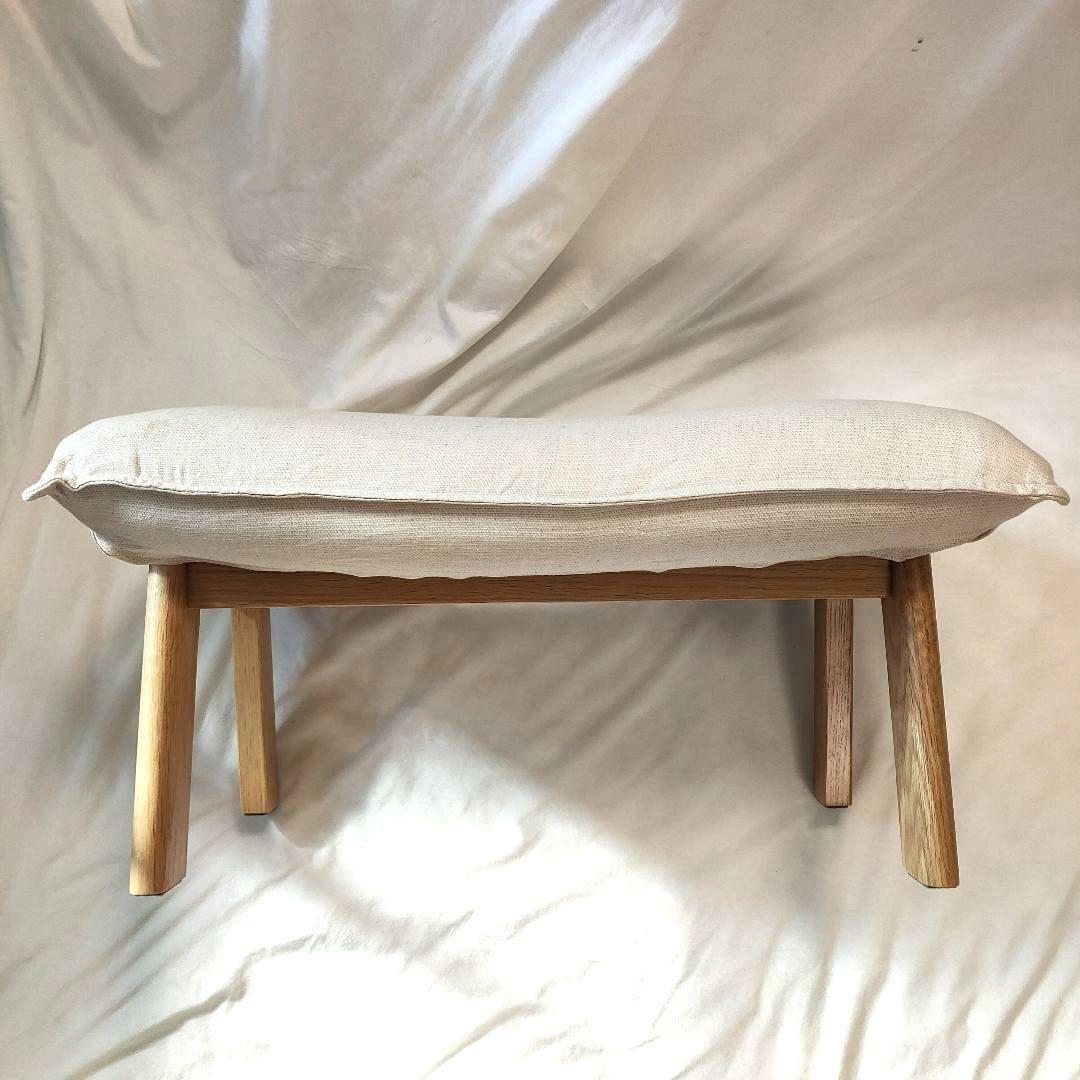 美品✨無印良品 ハイバックリクライニングソファ用オットマン アイボリー 麻混