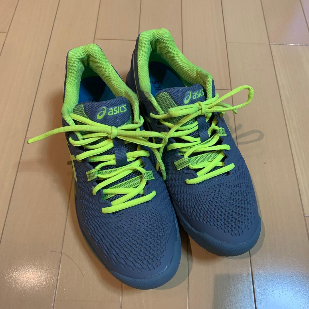 asics テニスシューズ 28.0cm グレー/ライムグリーン