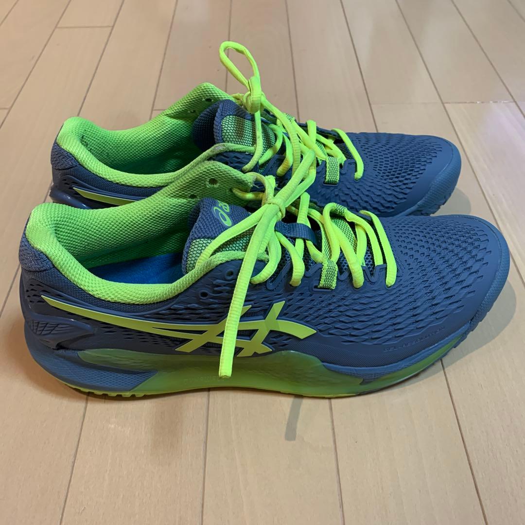 asics テニスシューズ 28.0cm グレー/ライムグリーン