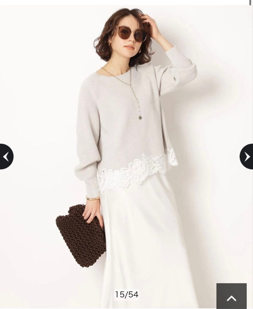 今季新品！Arpege story 裾刺繍レースニット