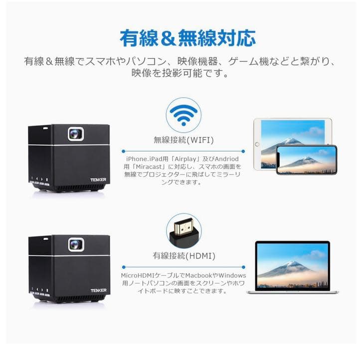 超小型&超軽量 DLPモバイルプロジェクター【美品】