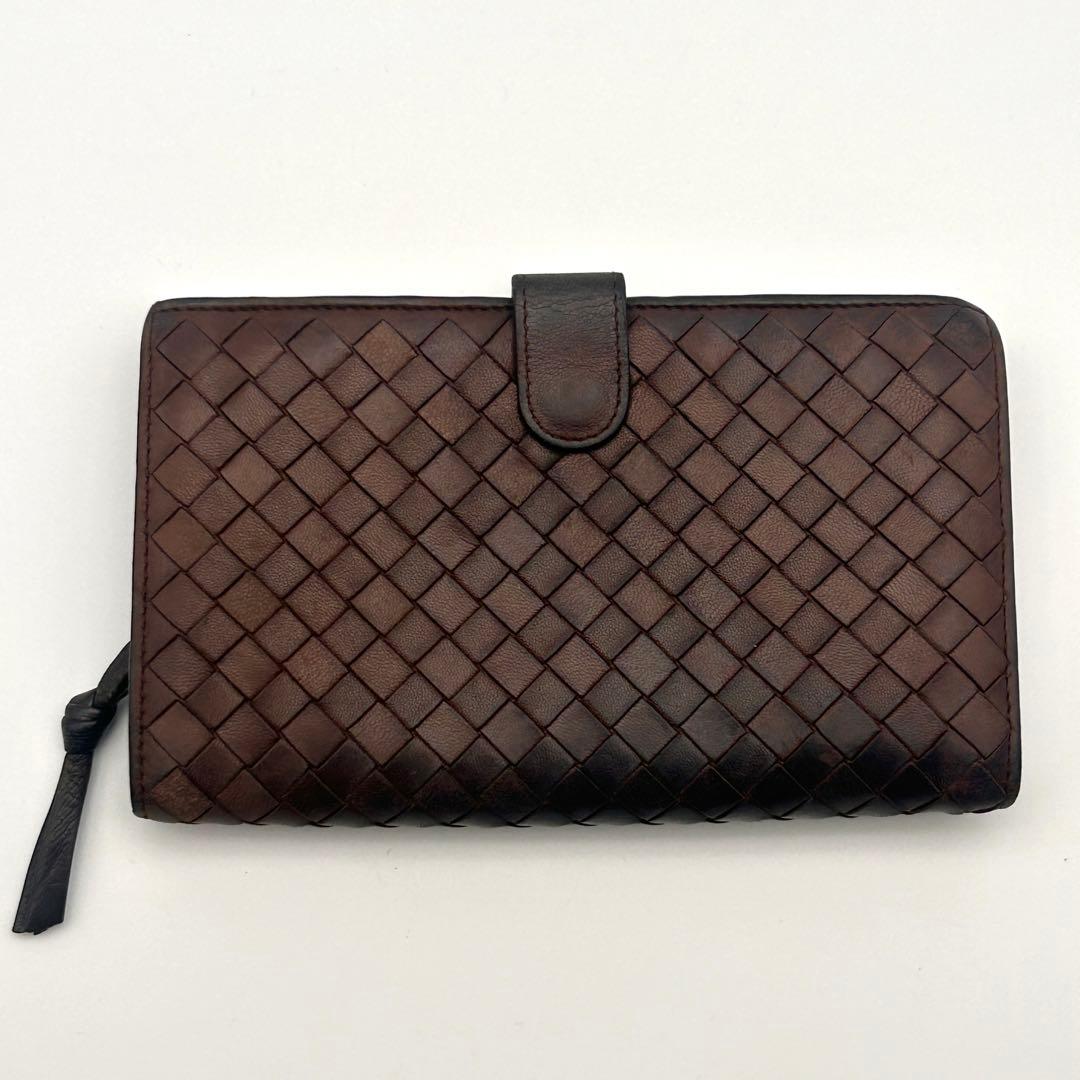 良品 Bottega Veneta 長財布 イントレチャート ラムスキン