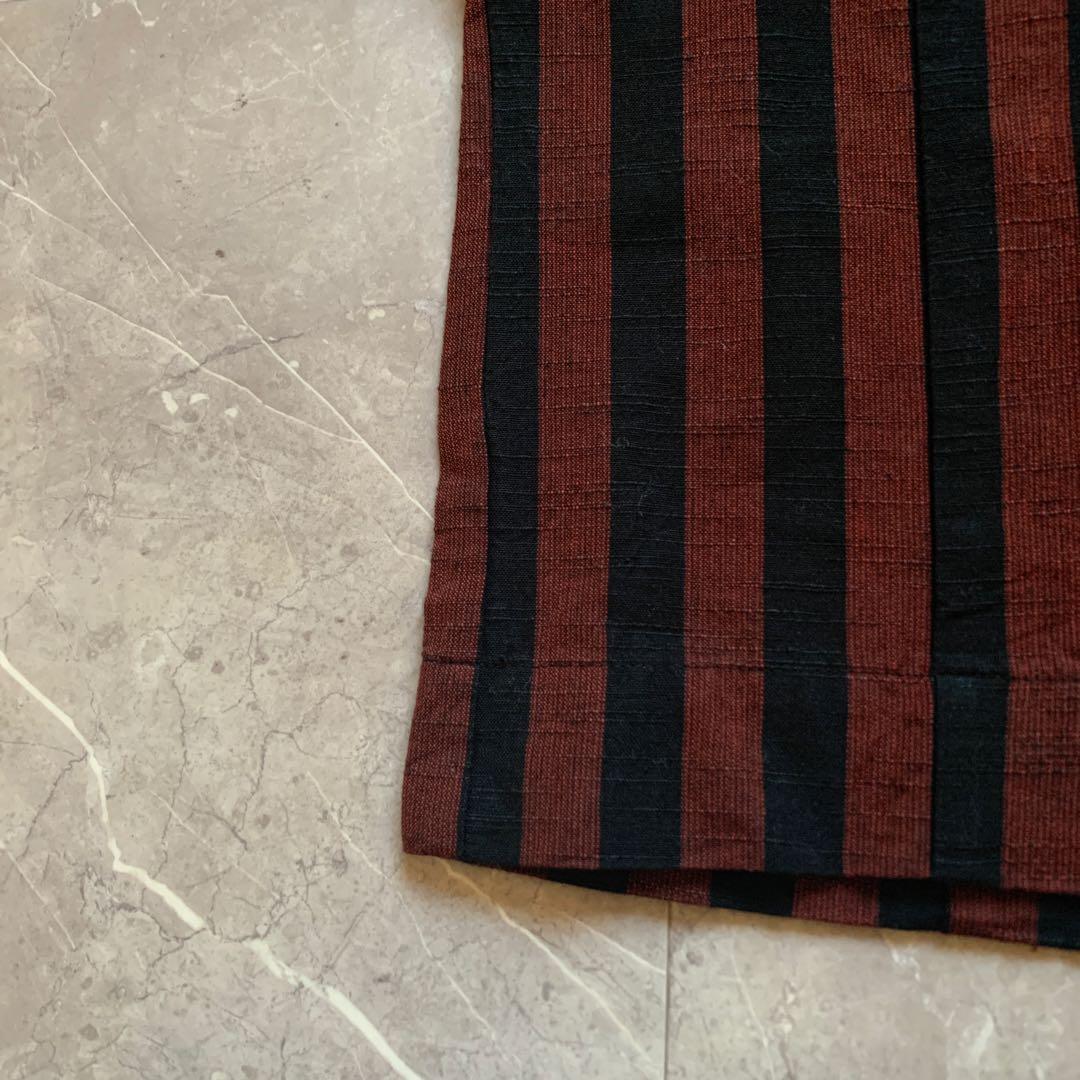 ヤンマ産業　YAMMA 会津木綿ブラウス　エンジ　背中タック　ゆったり