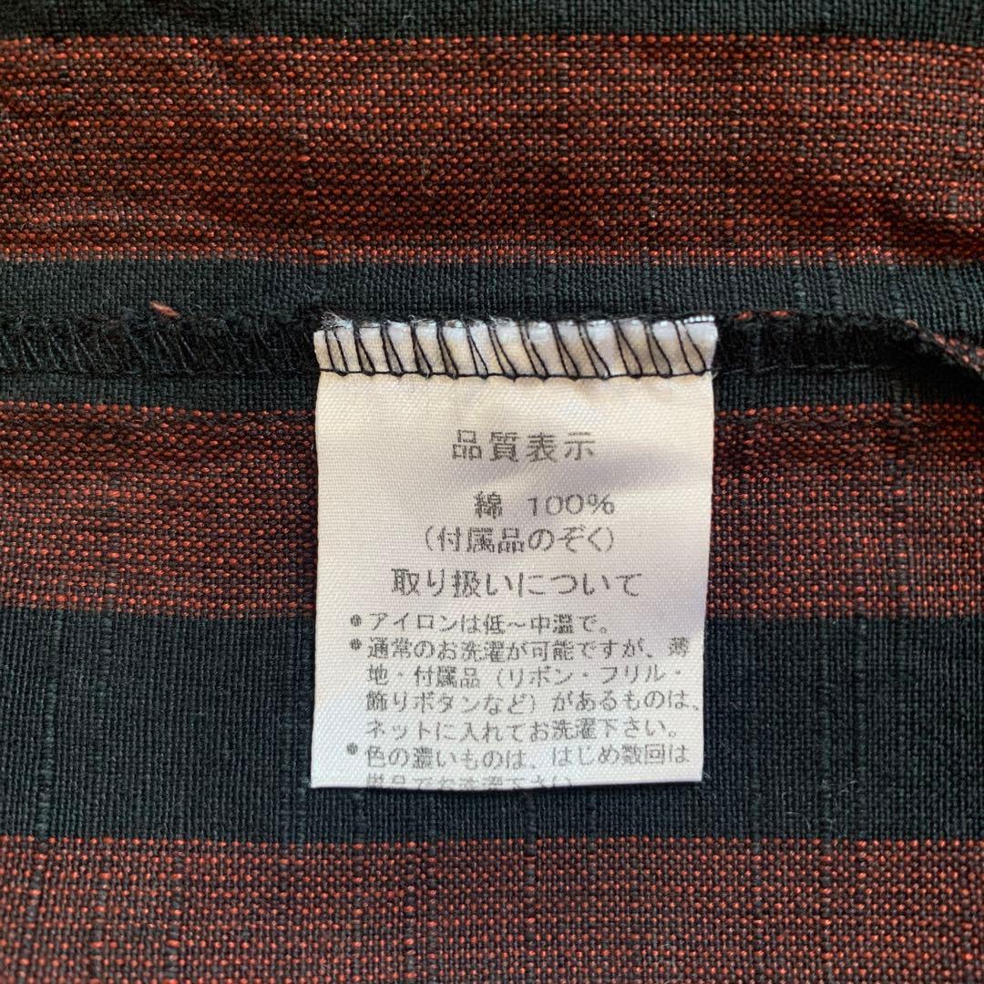 ヤンマ産業　YAMMA 会津木綿ブラウス　エンジ　背中タック　ゆったり
