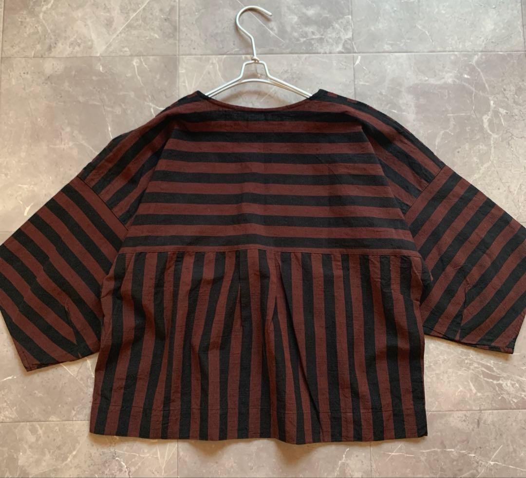 ヤンマ産業　YAMMA 会津木綿ブラウス　エンジ　背中タック　ゆったり