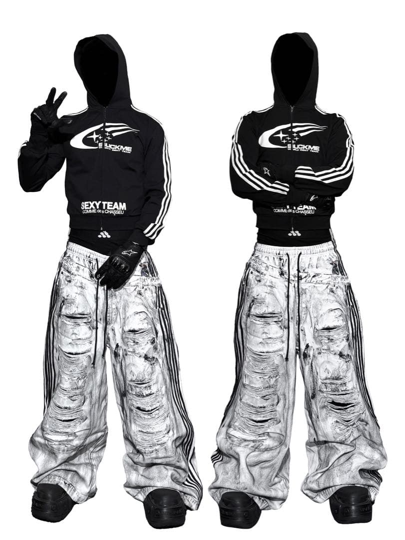 RYE CHASIN ダメージ加工 バギーパンツ ワイド 白 y2k opium