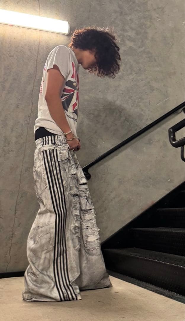 RYE CHASIN ダメージ加工 バギーパンツ ワイド 白 y2k opium