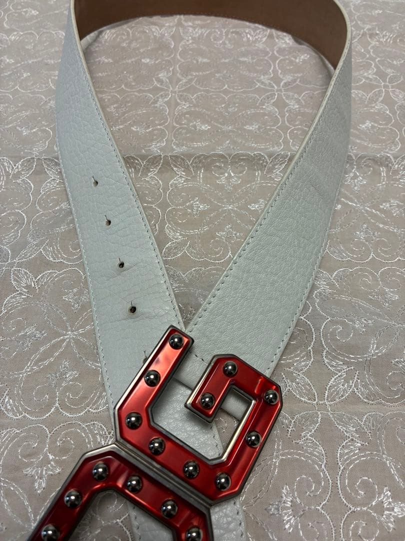 Dolce & Gabbana ホワイトレザーベルト 80cm