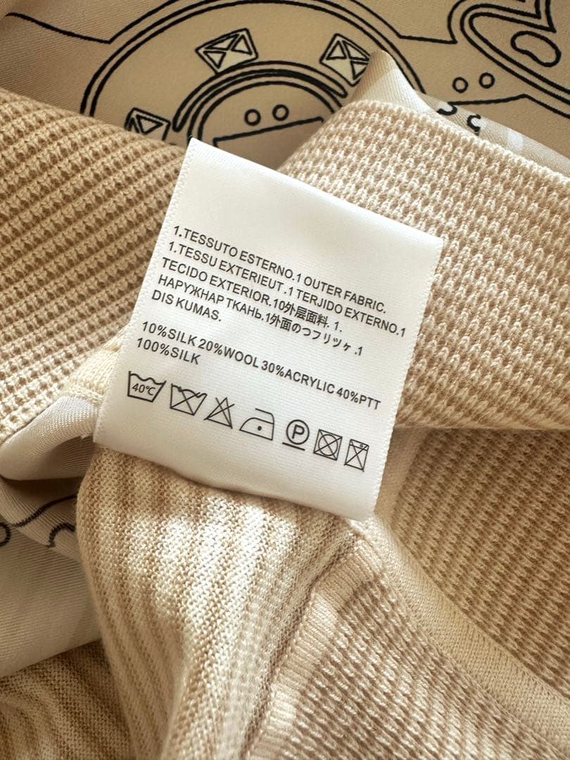 スカーフシルク地とニットの高品質マダムトップスセーター