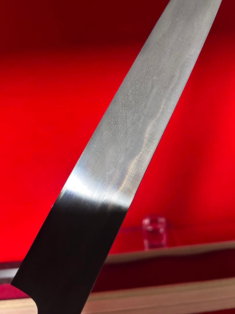 01579 包丁　柳刃　保勝　本焼　青1鋼　刃文綺麗　星空飛ぶ紋有り　未使用品