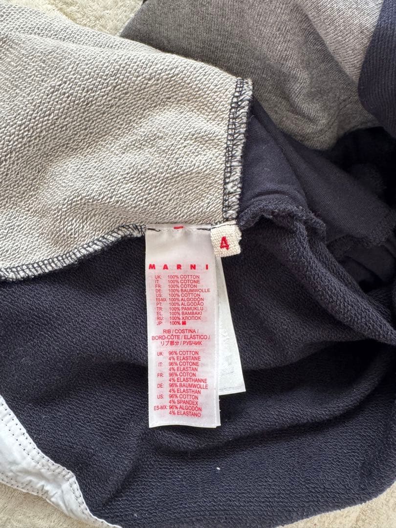 MARNI キッズ フリル付きワンピース ネイビー/グレー