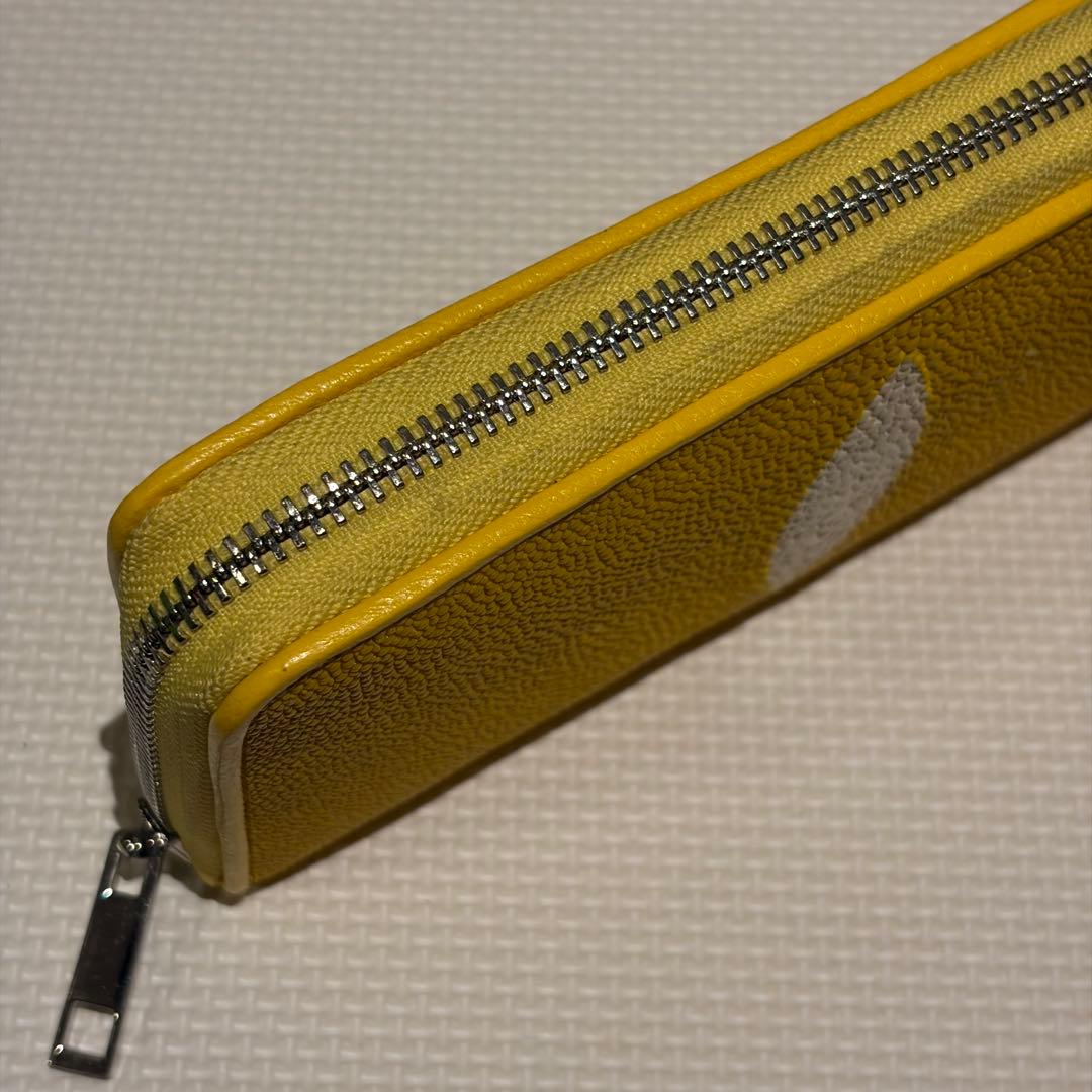 スティングレイ 長財布 ガルーシャ エイ革 ラウンドファスナー 天眼 イエロー