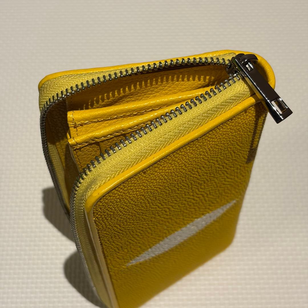 スティングレイ 長財布 ガルーシャ エイ革 ラウンドファスナー 天眼 イエロー