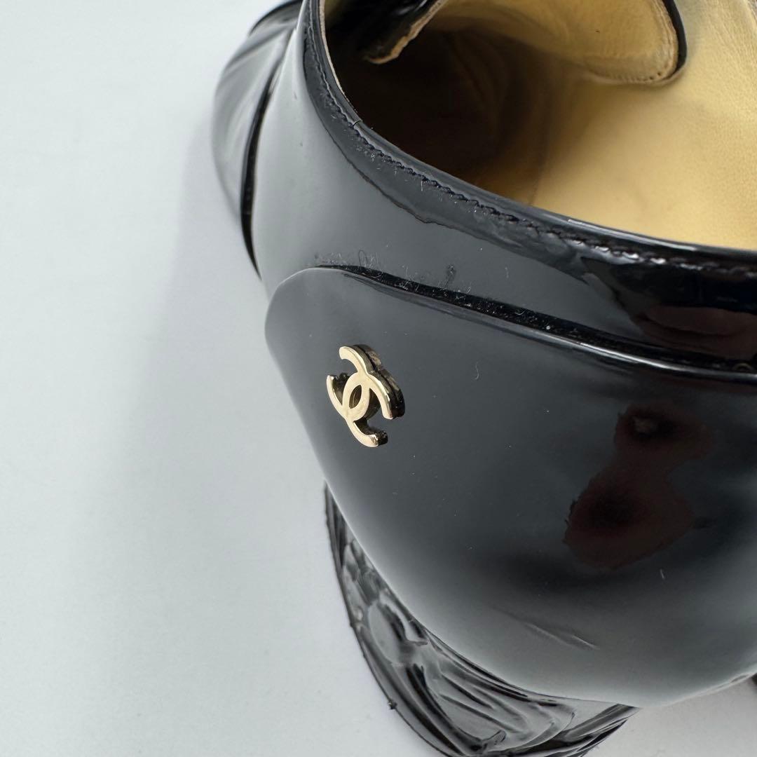 CHANEL シャネル　ココマーク　カメリア　ブラック　エナメル　サイズ37