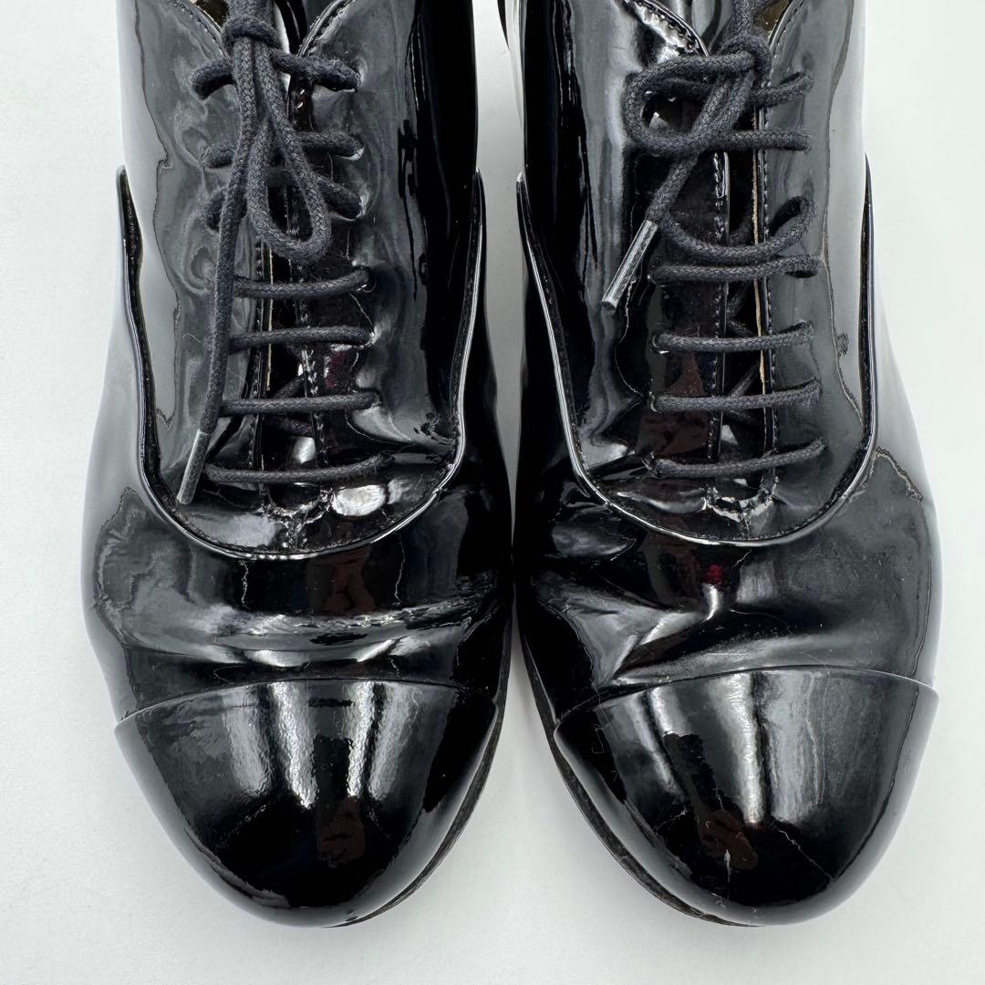 CHANEL シャネル　ココマーク　カメリア　ブラック　エナメル　サイズ37