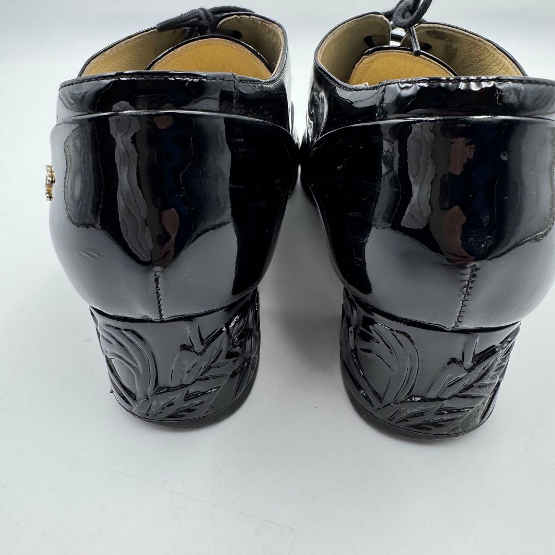 CHANEL シャネル　ココマーク　カメリア　ブラック　エナメル　サイズ37