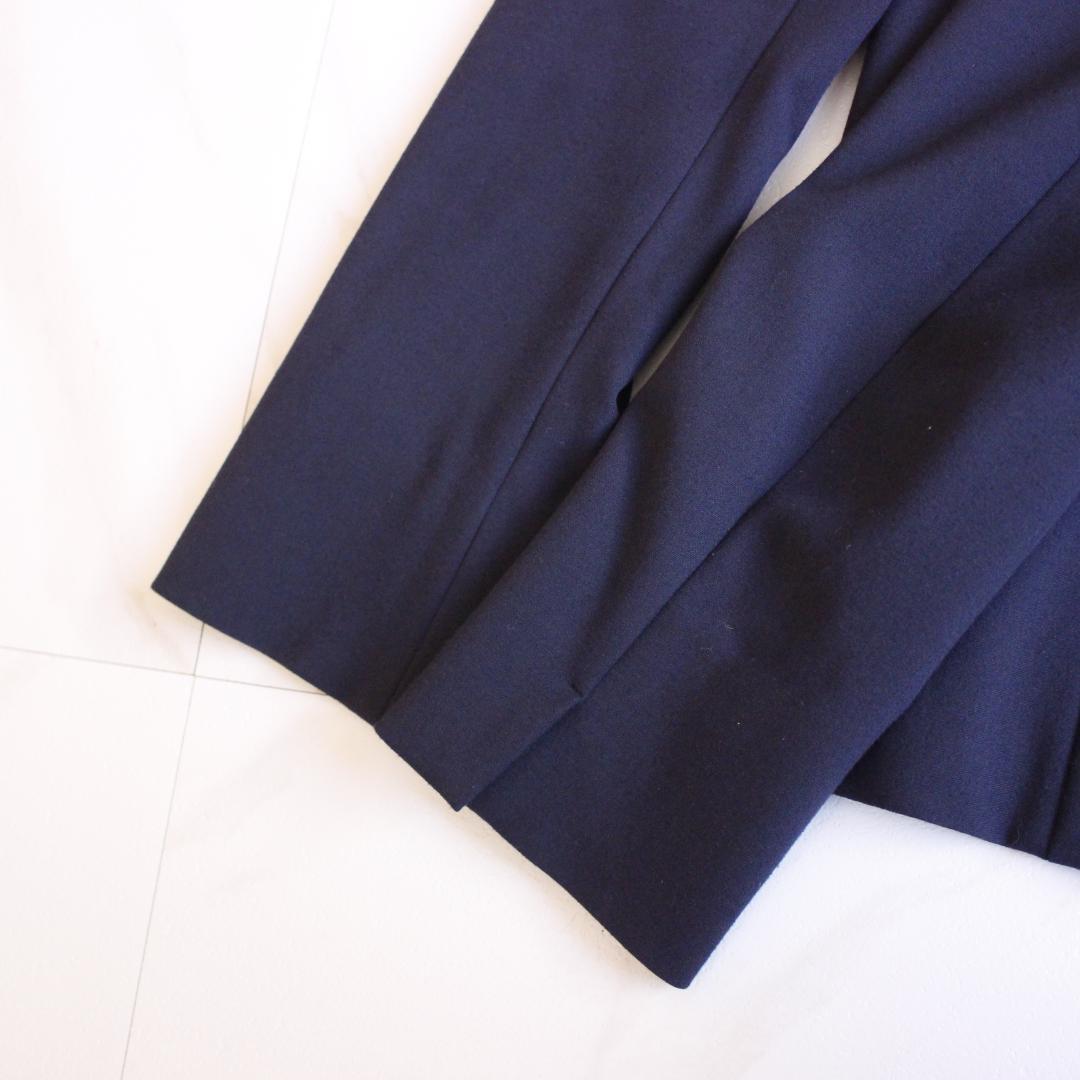 INDIVI ノーカラー セットアップスーツ Lサイズ ネイビー パンツ