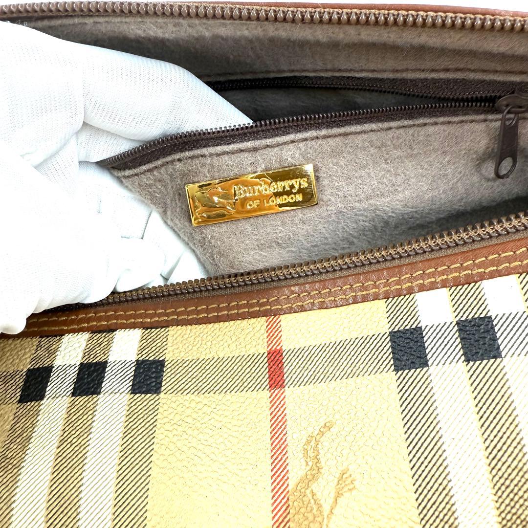 【美品】BURBERRY ノバチェック　ミニボストン　PVCレザー