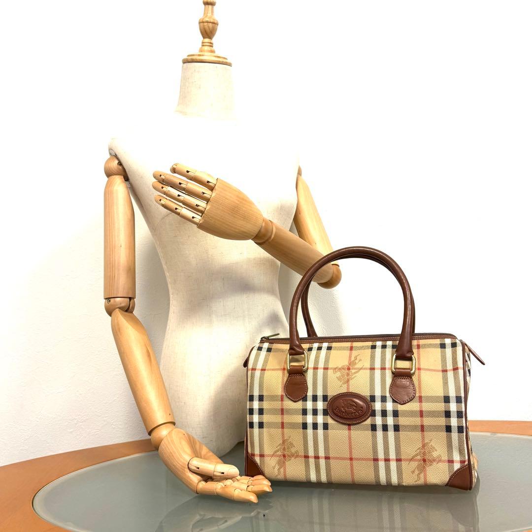 【美品】BURBERRY ノバチェック　ミニボストン　PVCレザー