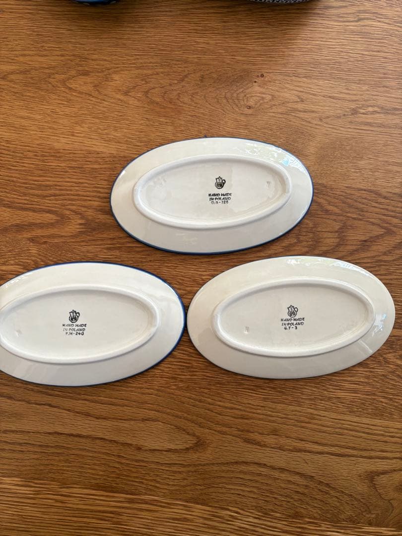 ポーランド食器　青い花柄のオーバル皿 3枚セット